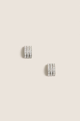 Silver Crystal Crescent Earrings | Tuckernuck (US)