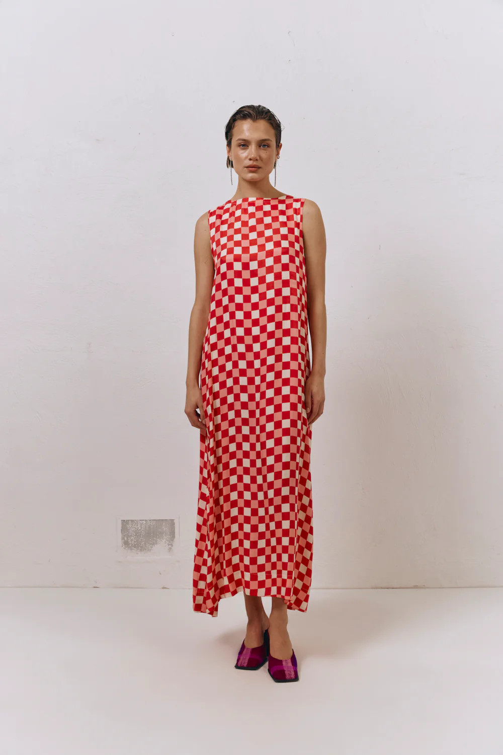 Sacha Smock Midi Dress Check | VRG Grl