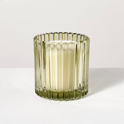 Ribbed Glass Cedar and Lemon Jar Candle Green 8.5oz - Hearth & Hand™ with Magnolia | Target