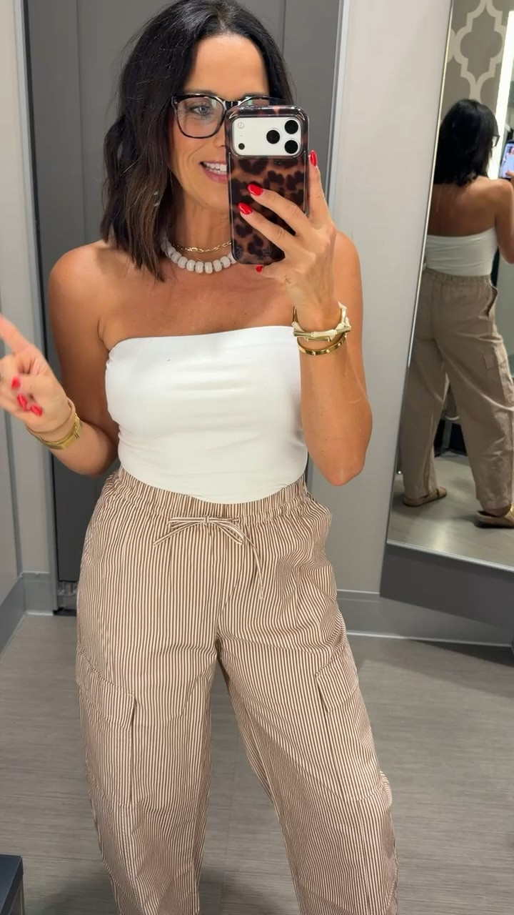 Target is seriously doing so good lately!! These striped cargo pants are such a cute easy throw-on pair and I love them with a simple fitted top. Comfy but still looks put together 🤎 Wearing a small!

#targetstyle #targetfinds #targetfashion #targetoutfit #affordablefashion #casualoutfit #everydaystyle #ltkfinds #ltkfashion #ltkstyle