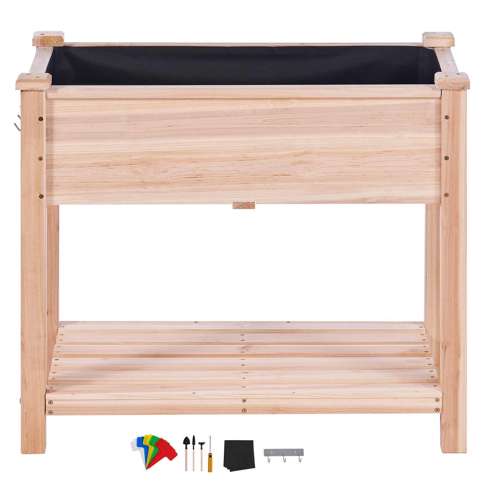 SVOPES 10.65-cu ft 18.1-in W x 33.9-in L x 30-in H Wood Wood Raised Garden Bed in Brown | SVOPESGJSM86402263V0 | Lowe's