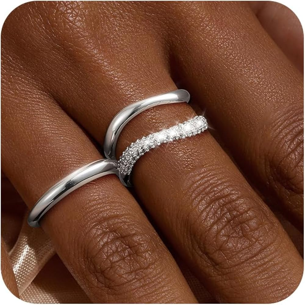 Stackable Silver Rings for Women Non Tarnish Dainty Sterling Silver Stacking Ring Set for Women T... | Amazon (US)