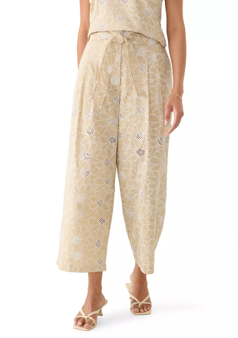 Women's Tie Waist Wide Leg Embroidered Pants | Belk
