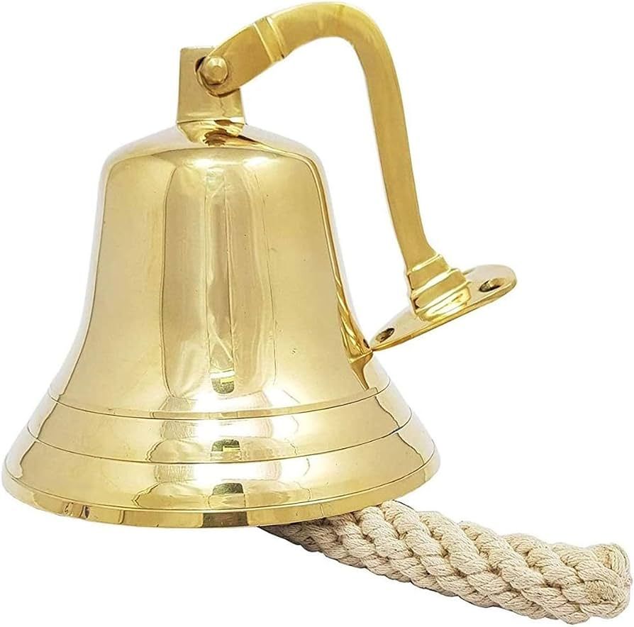 ARSUK Ship Bell - Large Brass Sleigh Bell, Wall Mounted Hanging Nautical Ships Bell for Dinner Ch... | Amazon (US)