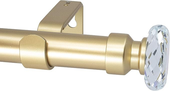1-Inch Diameter Window Treatment Curtain Rod, Cut Crystal Ball Finial (84"-120", Royal Gold) | Amazon (US)