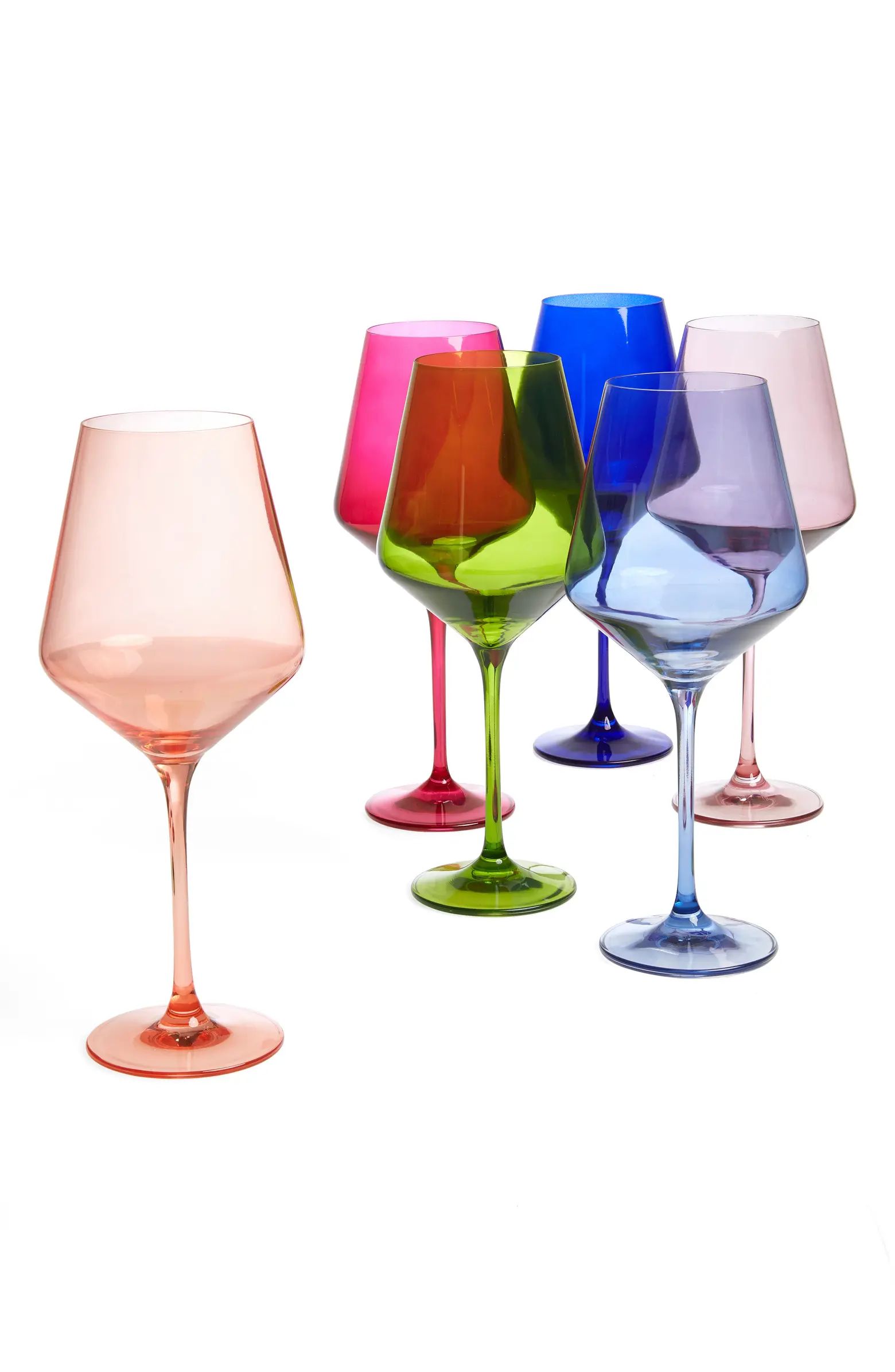 Estelle Colored Glass Mixed Set of 6 Stem Wineglasses | Nordstrom | Nordstrom