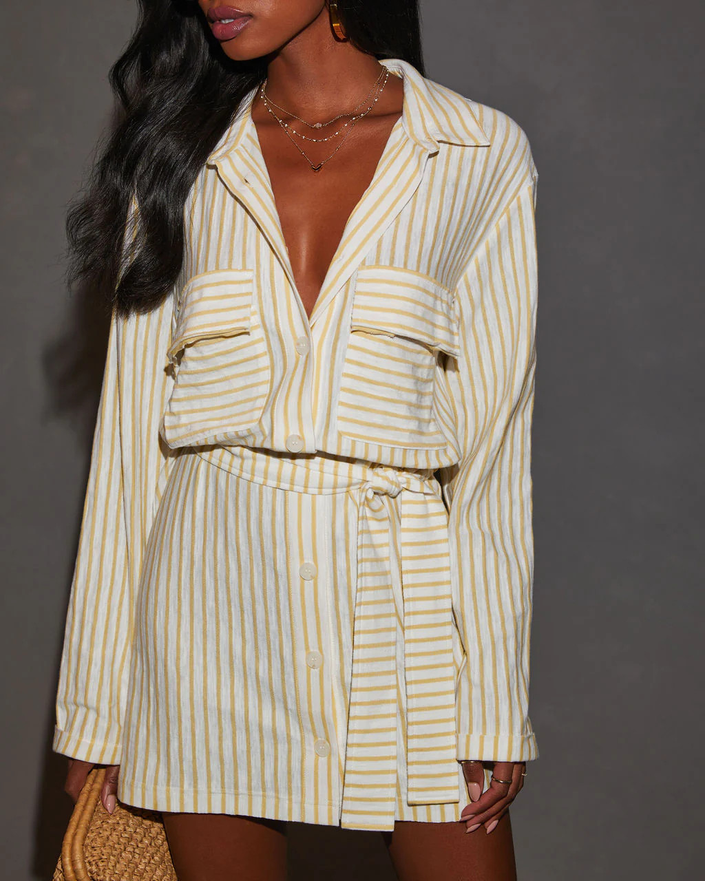Shelbie Striped Tie Front Mini Dress | VICI