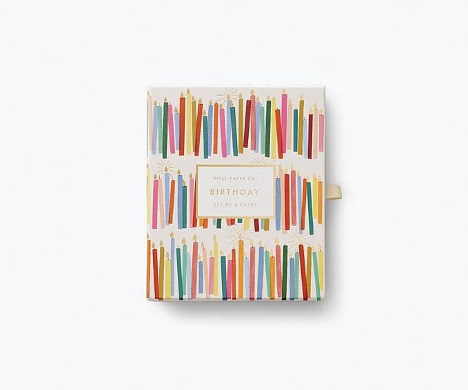 RIFLE PAPER CO. Birthday Candles Keepsake Card Boxed Set of 8, 4.25" L x 5.5" W Blank Interior Le... | Amazon (US)
