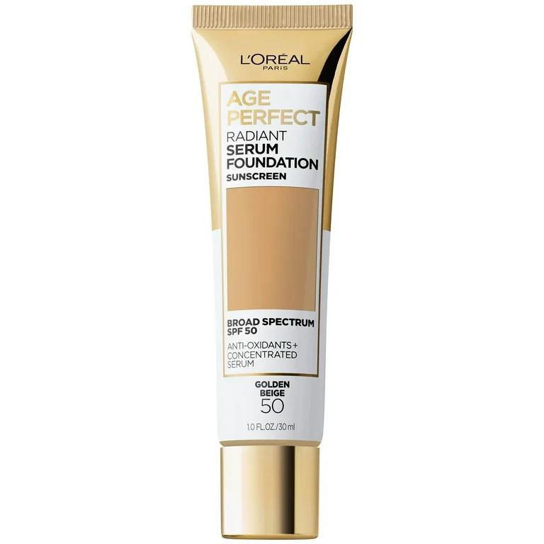 L'Oreal Paris Age Perfect Radiant Serum Foundation Makeup, 50 Golden Beige, 1 fl oz | Walmart (US)