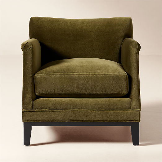 Olson Olive Green Velvet Accent Chair | CB2 | CB2