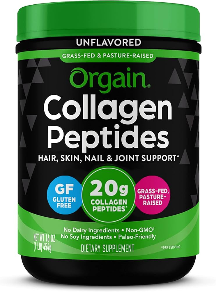Orgain Hydrolyzed Collagen Peptides Powder, 20g Grass Fed Collagen - Hair, Skin, Nail, & Joint Su... | Amazon (US)