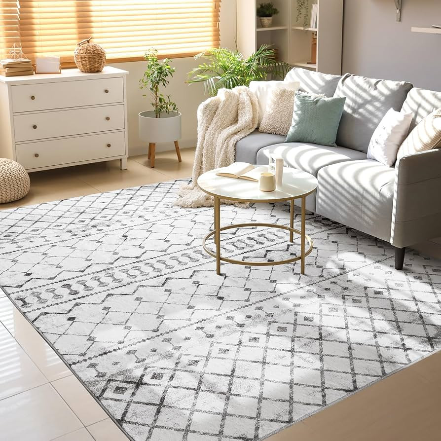 Lessymo 5x7 Area Rugs 5x7, Machine Washable Modern Area Rug, Super Soft Faux-Wool Carpet for Livi... | Amazon (US)