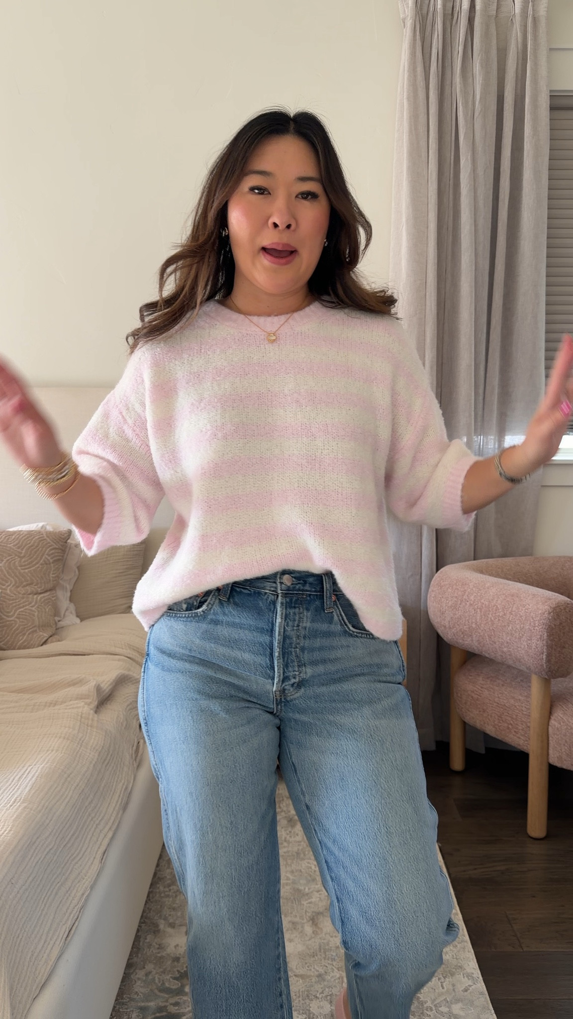 Target // Walmart affordable outfit
Cutest short sleeve sweater: Small
Cropped boyfriend jean (great for petites): 8