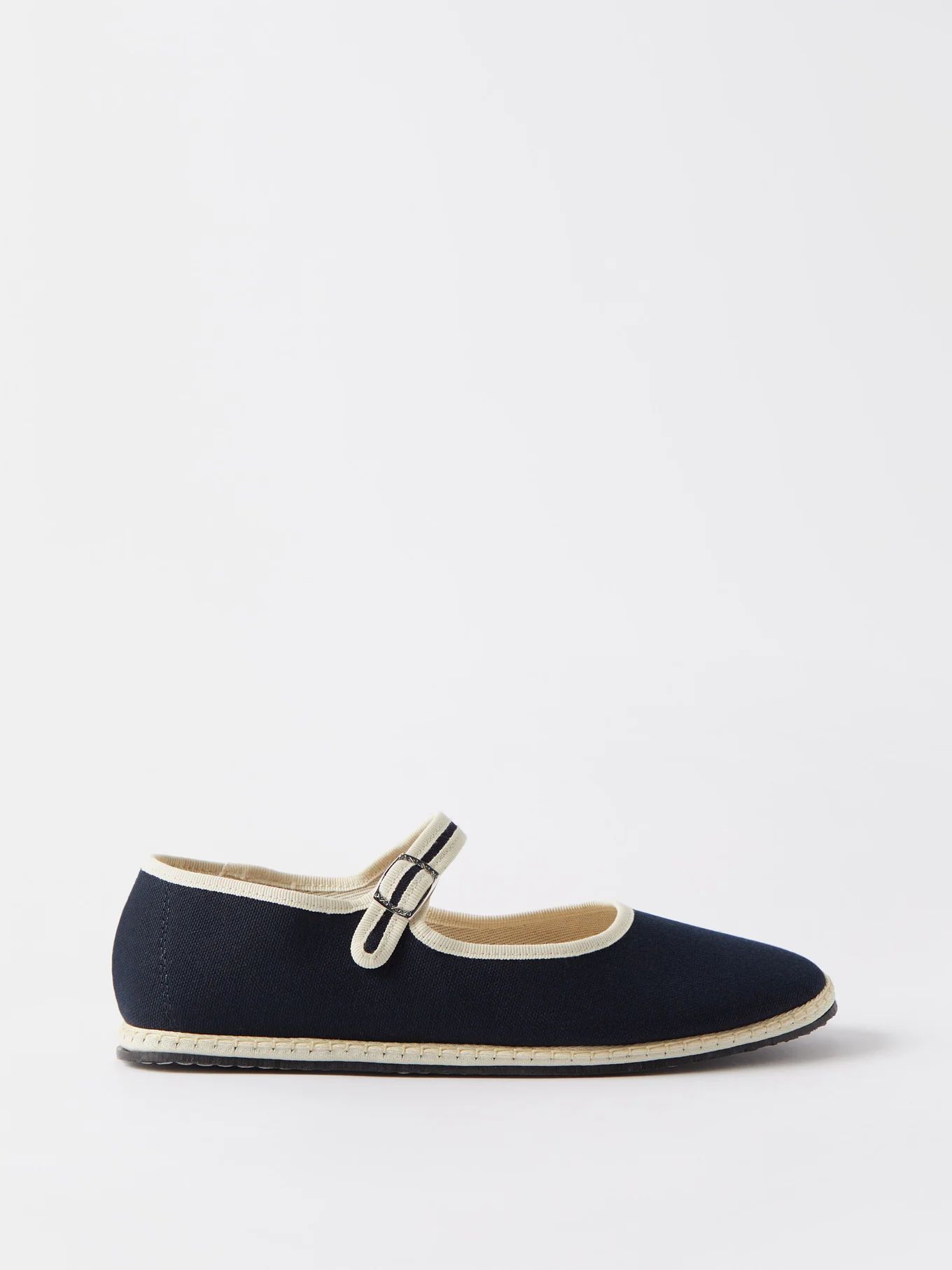 Blanket-stitched cotton-canvas Mary Jane flats | Vibi Venezia | Matches (US)