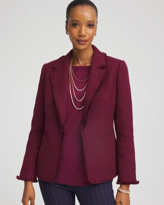 Women's Tweed Fringe Blazer in Deep Chianti | Chico's | Chico's