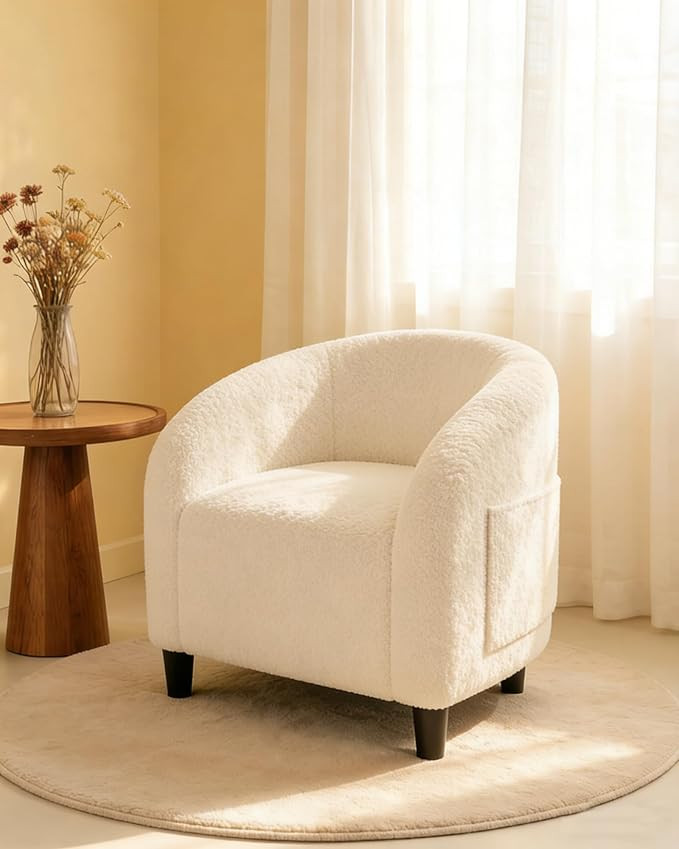 GarveeHome Accent Chair Boucle Barrel Chairs Living Room Chairs Round Armchairs for Bedroom Waiti... | Amazon (US)