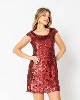 Vestido Curto de Paetê Vermelho | Dafiti (BR)