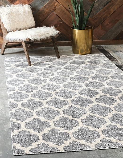 Unique Loom Trellis Collection Moroccan Lattice Dark Gray Area Rug (9' 0 x 12' 0) | Amazon (US)