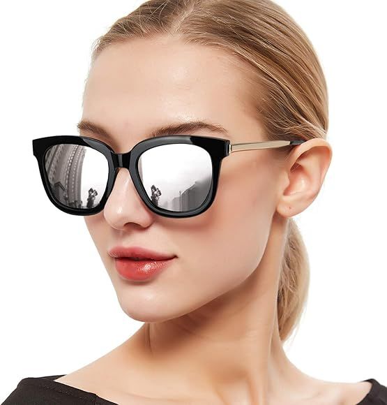 Oversized Mirrored Sunglasses for Women/Men, Polarized Sun Glasses with 100% UV400 Protection | Amazon (US)