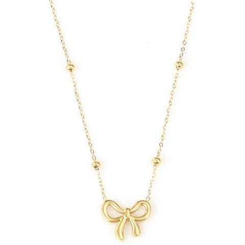 Gold Necklace for Women - Bow Necklace 14K Dainty Gold Necklace Cute Small Tiny Bow Pendant Choke... | Amazon (US)