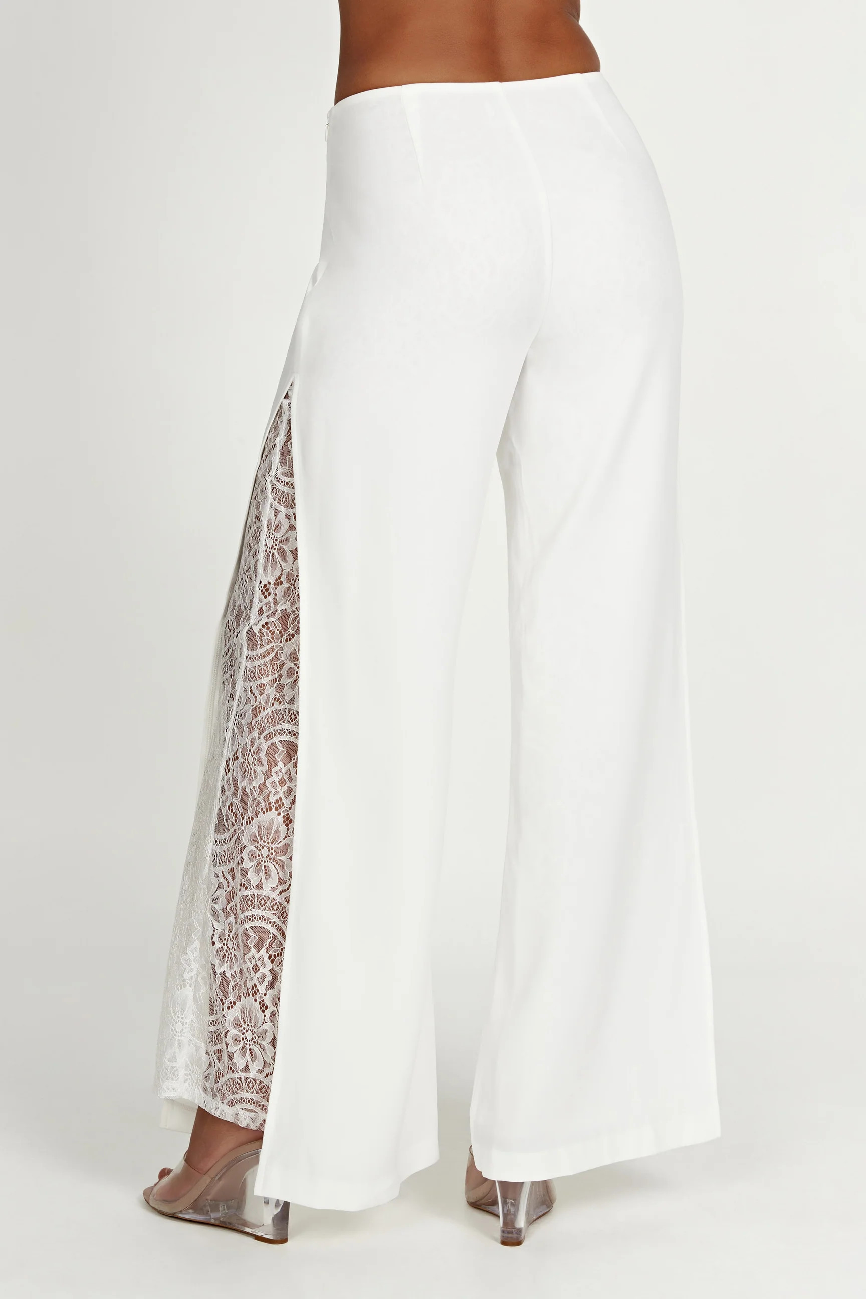 Estee Split Lace Pants - White | MESHKI US