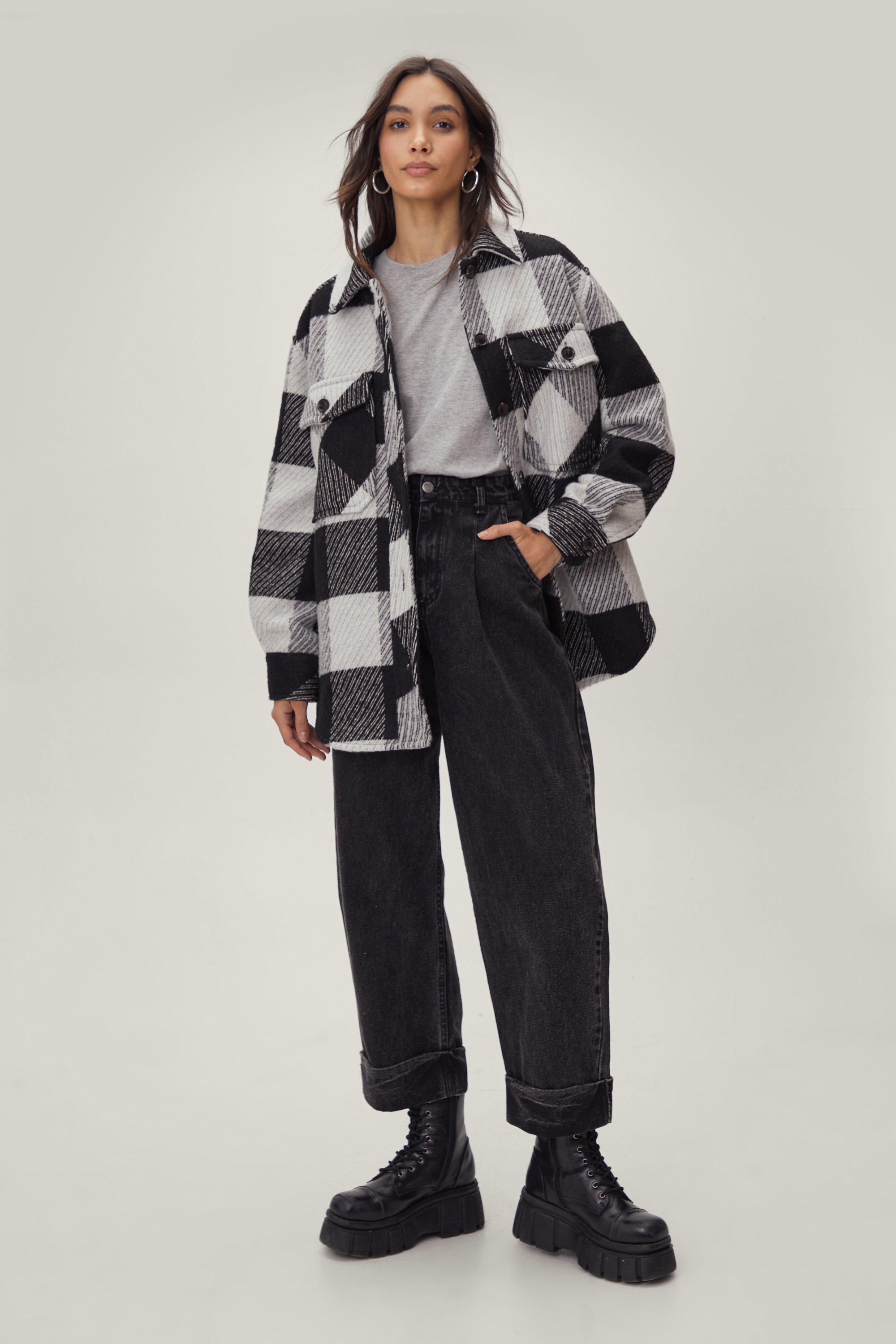 Black And White Check Overshirt | Nasty Gal (US)