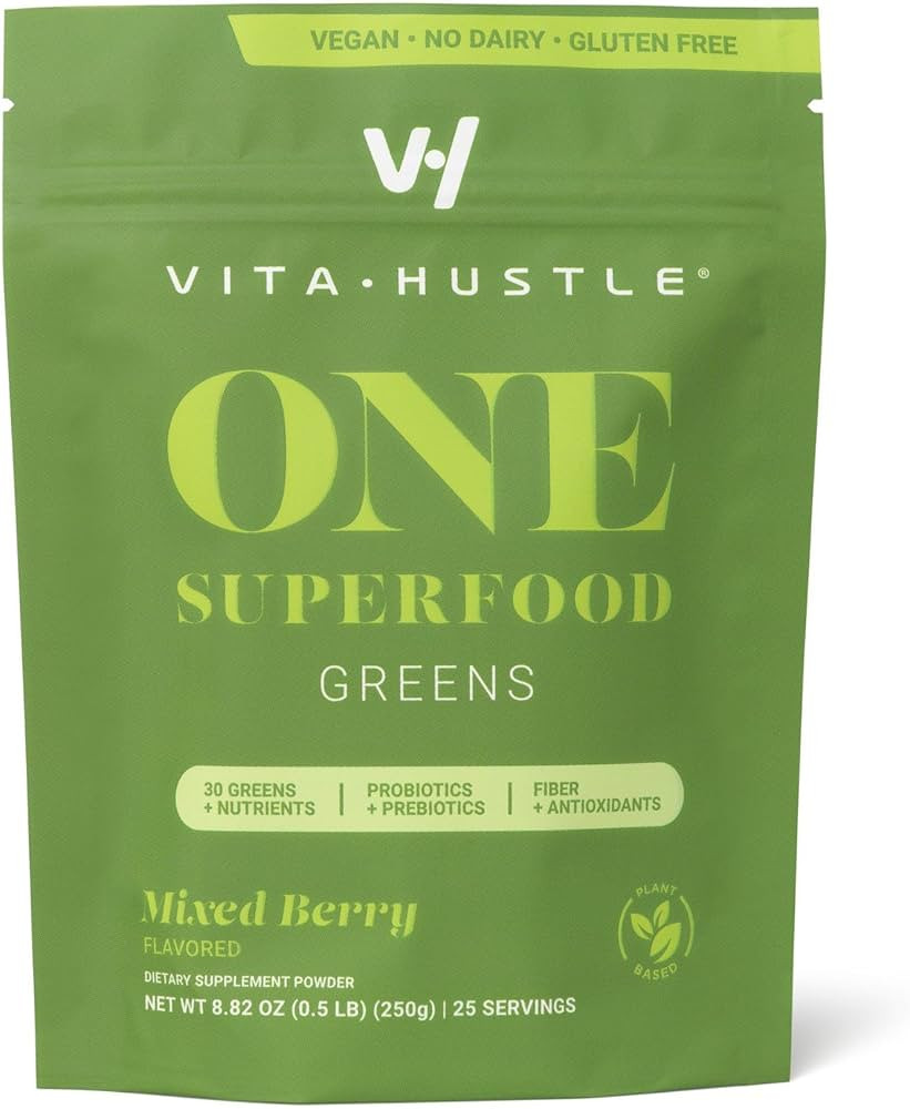 VitaHustle ONE Superfood Super Greens Powder by Kevin Hart, Prebiotics + Probiotics, Spirulina, C... | Amazon (US)