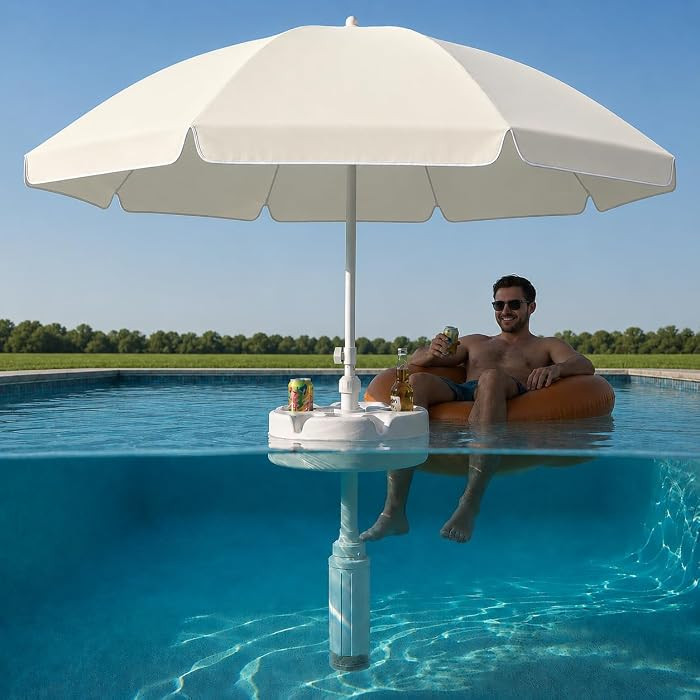 Floating Pool Umbrella provides the perfect shade canopy for the lake, river, beach or the pool! ... | Amazon (US)