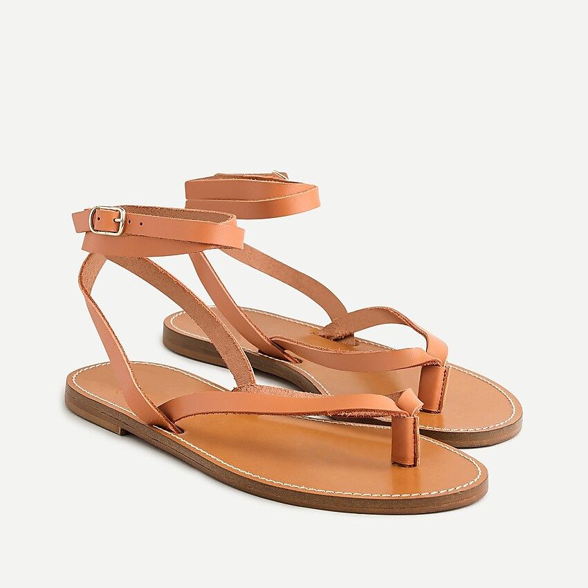 Leather ankle-wrap thong sandals | J.Crew US