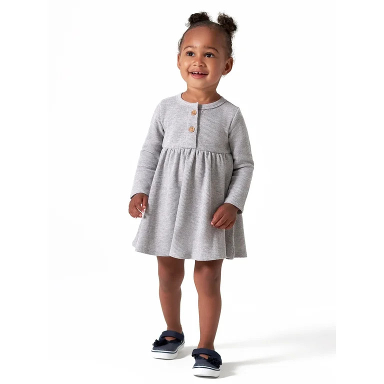 Modern Moments by Gerber Baby Girl Waffle Long Sleeve Dress & Diaper Cover Outfit Set, 2 Piece, S... | Walmart (US)