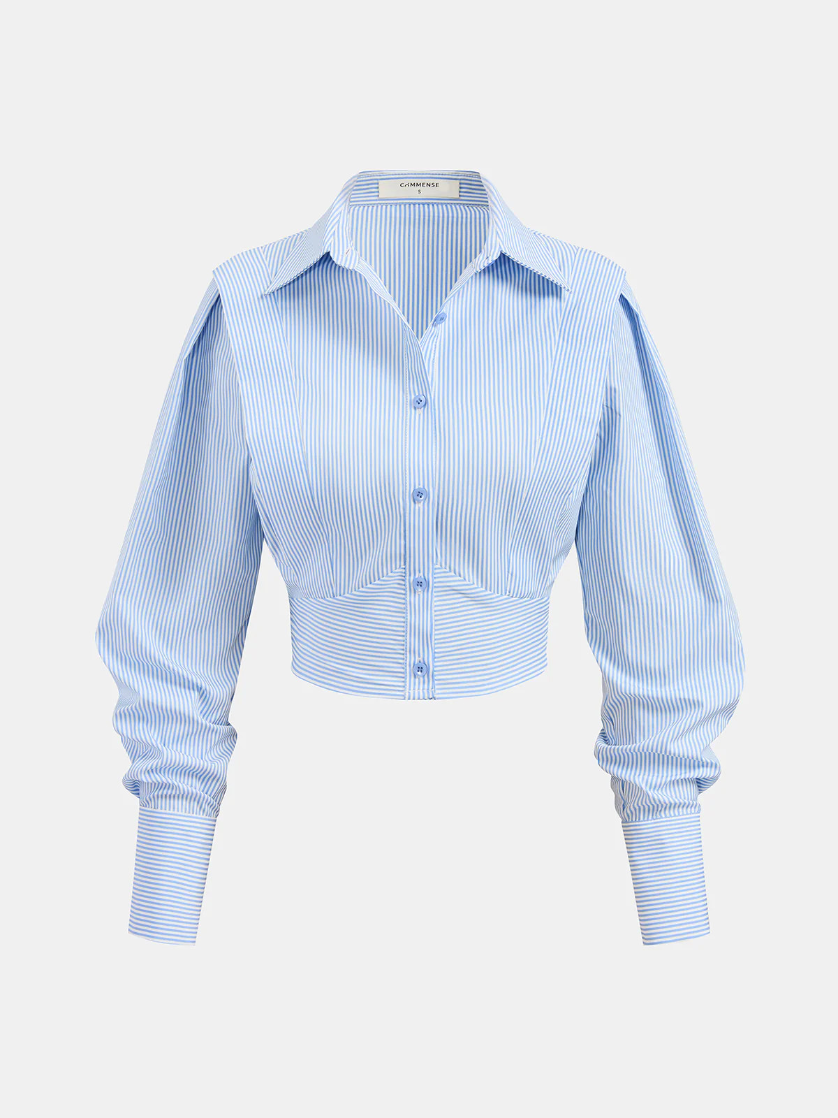 Striped Cinched Waist Cropped Shirt | Commense