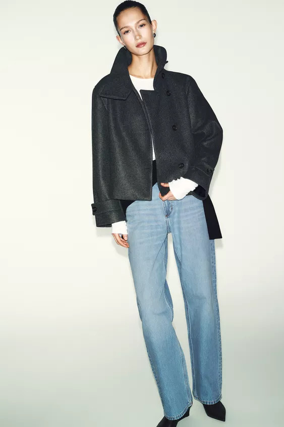 SHORT COAT WITH HIGH COLLAR | Zara UK