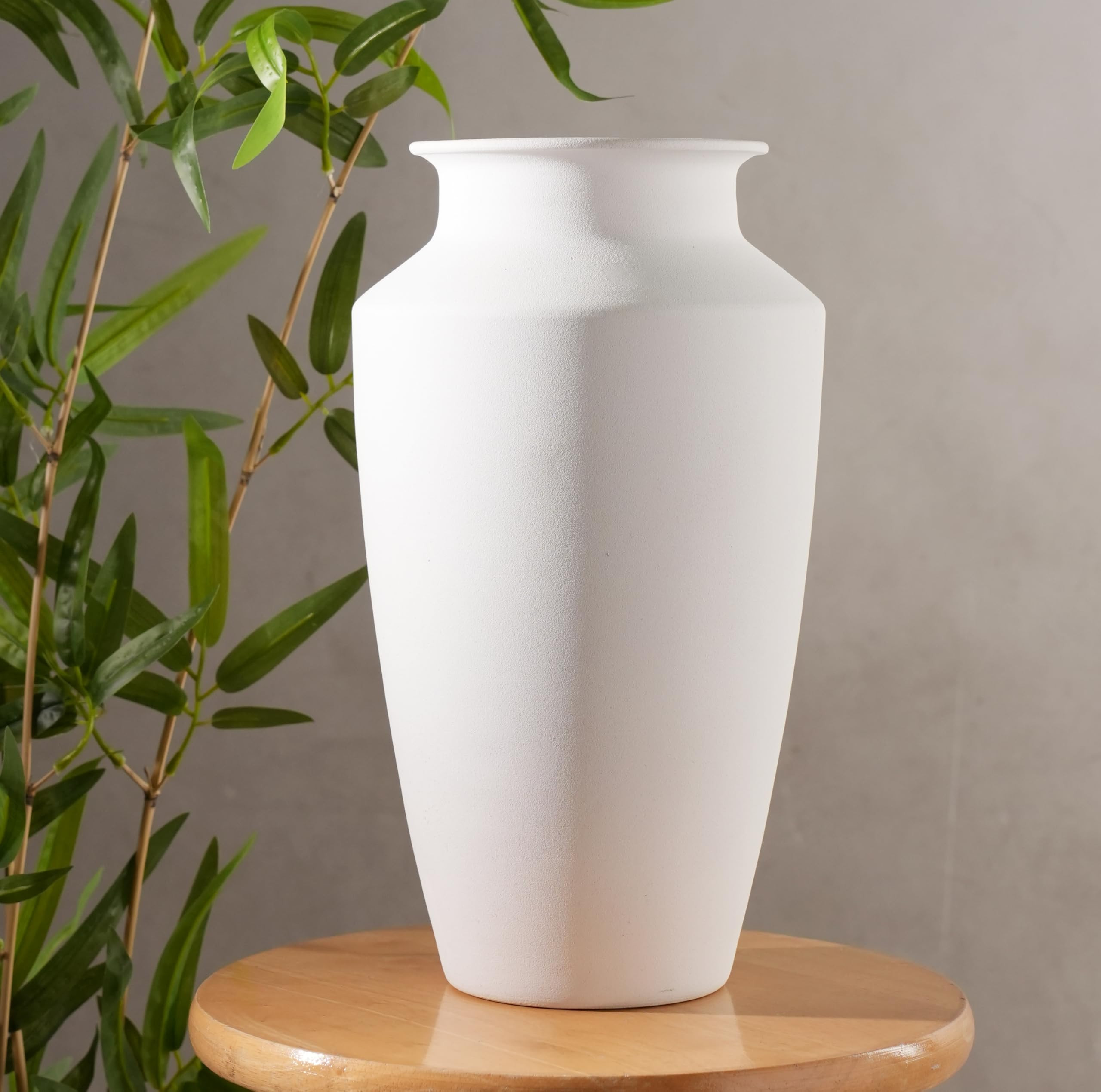 12.6 Inch Handmade Frosted White Ceramic Vase-Modern Farmhouse Style, Tall Flower Vase for Bedroo... | Amazon (US)