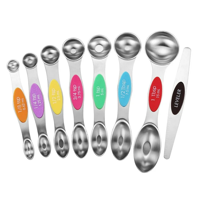 YUOFD Magnetic Measuring Spoons Set, 8CPS Stainless Steel Measuring Spoons for Baking, Multicolor | Walmart (US)