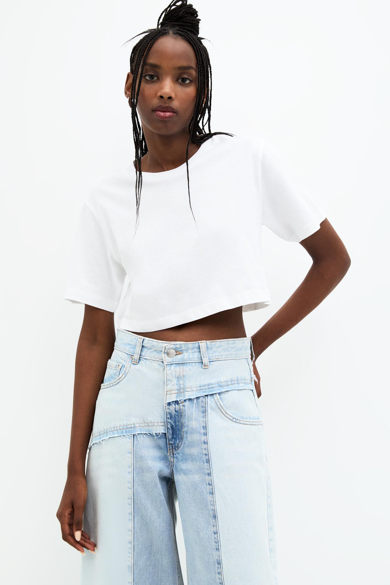 Basic cropped T-shirt | PULL and BEAR UK