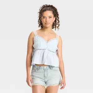 Women's Lace Trim Babydoll Flyaway Tank Top - Wild Fable™ | Target