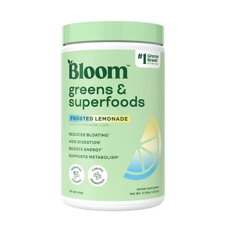 Bloom Nutrition Greens & Superfoods Powder, Frosted Lemonade, 25 Servings | Walmart (US)