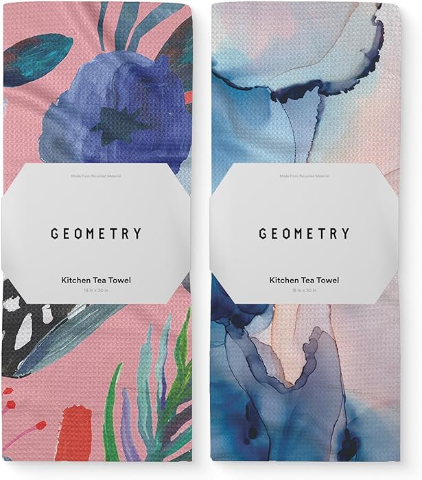 GEOMETRY Kitchen Tea Towels - Quick Dry Microfiber Dish Towels for Kitchen Watercolors, 18" x 30"... | Amazon (US)
