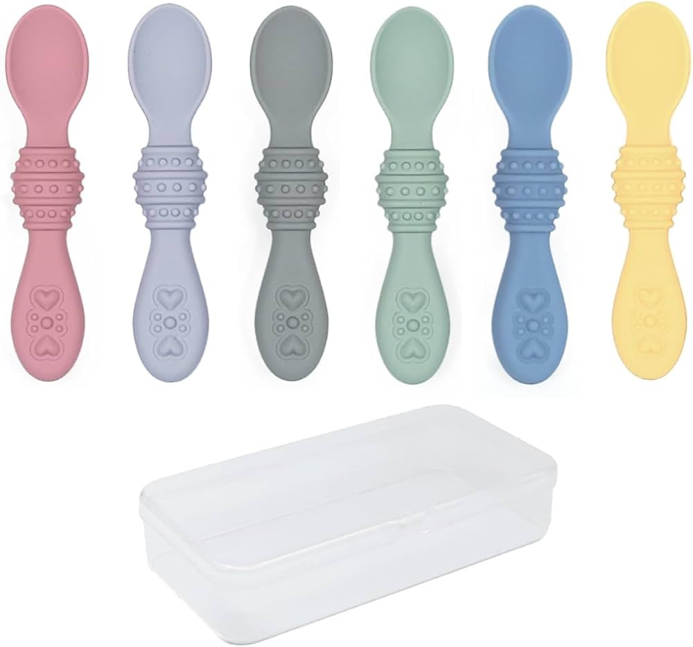 Elk and Friends Silicone Baby Spoons | Travel Case Included | First Stage Infant Toddler Spoon | ... | Amazon (US)