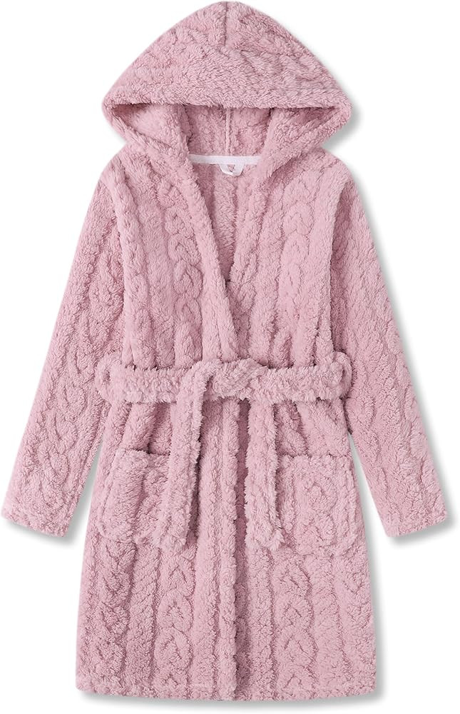 Topgal Leopard Cat Robe for Girls Fleece Toddler Kids Teen Hooded Bathrobe Size 4T-18 | Amazon (US)