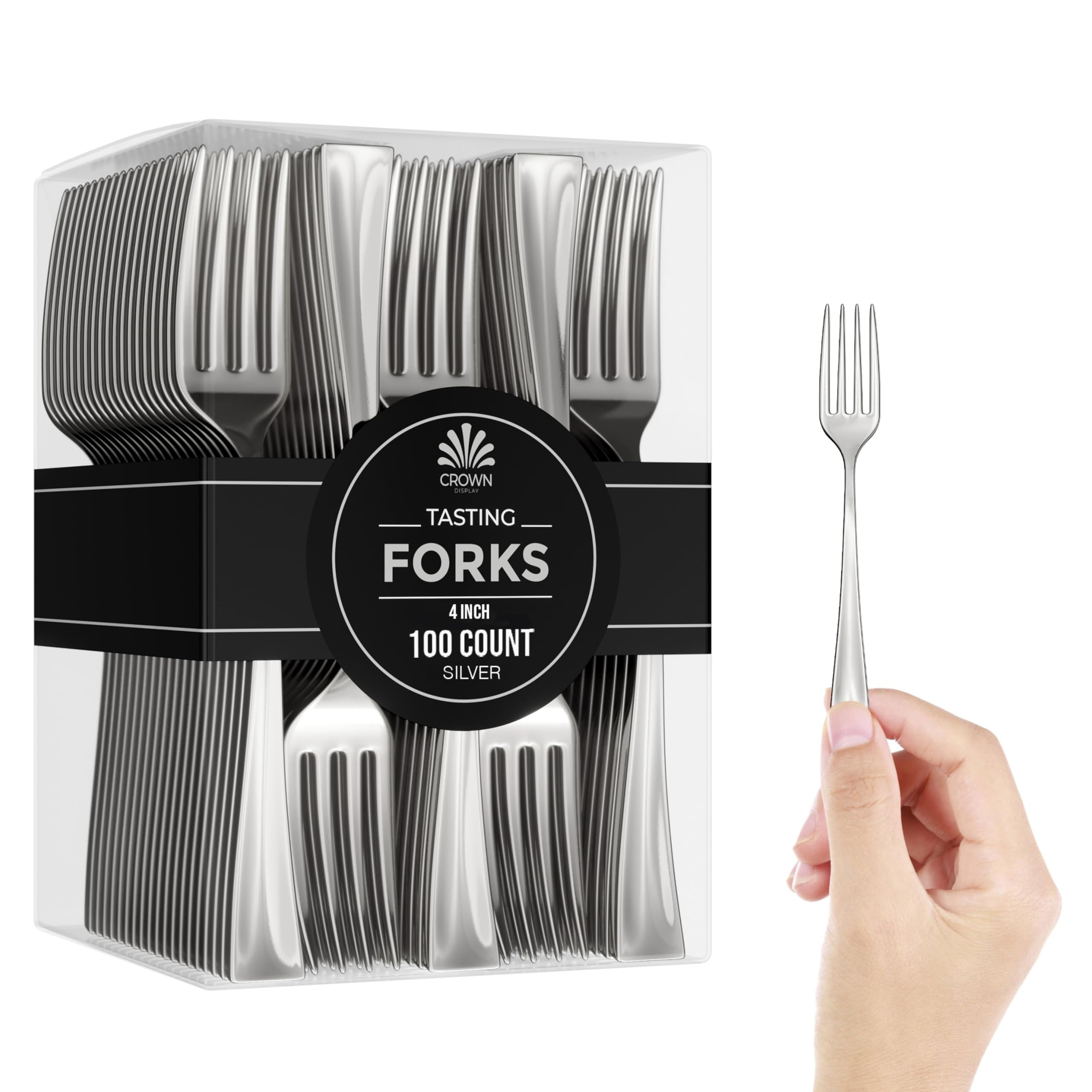 Exquisite Plastic Mini Forks 100CT Premium Quality Silverware Silver Look Alike Heavy Duty Plasti... | Amazon (US)