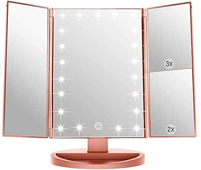 Infitrans 3 Folds Lighted Vanity Makeup Mirror,1X/2X/3X Magnification, 21 LED Light Bright Table ... | Amazon (US)
