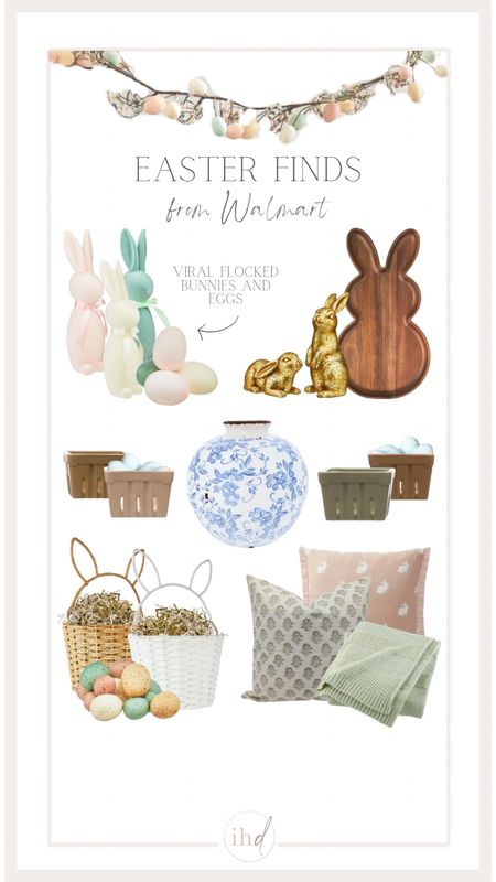 These Easter finds from @walmart are so cute and perfect for this season! These can also be perfect spring decor too! So many are selling out fast order yours now!! My favorite pieces are these look-for-less flocked bunnies and eggs, they are only $10 compared to the $109 designer price! #walmart #walmartfinds #walmarthome 

#LTKhome #LTKstyletip #LTKSeasonal