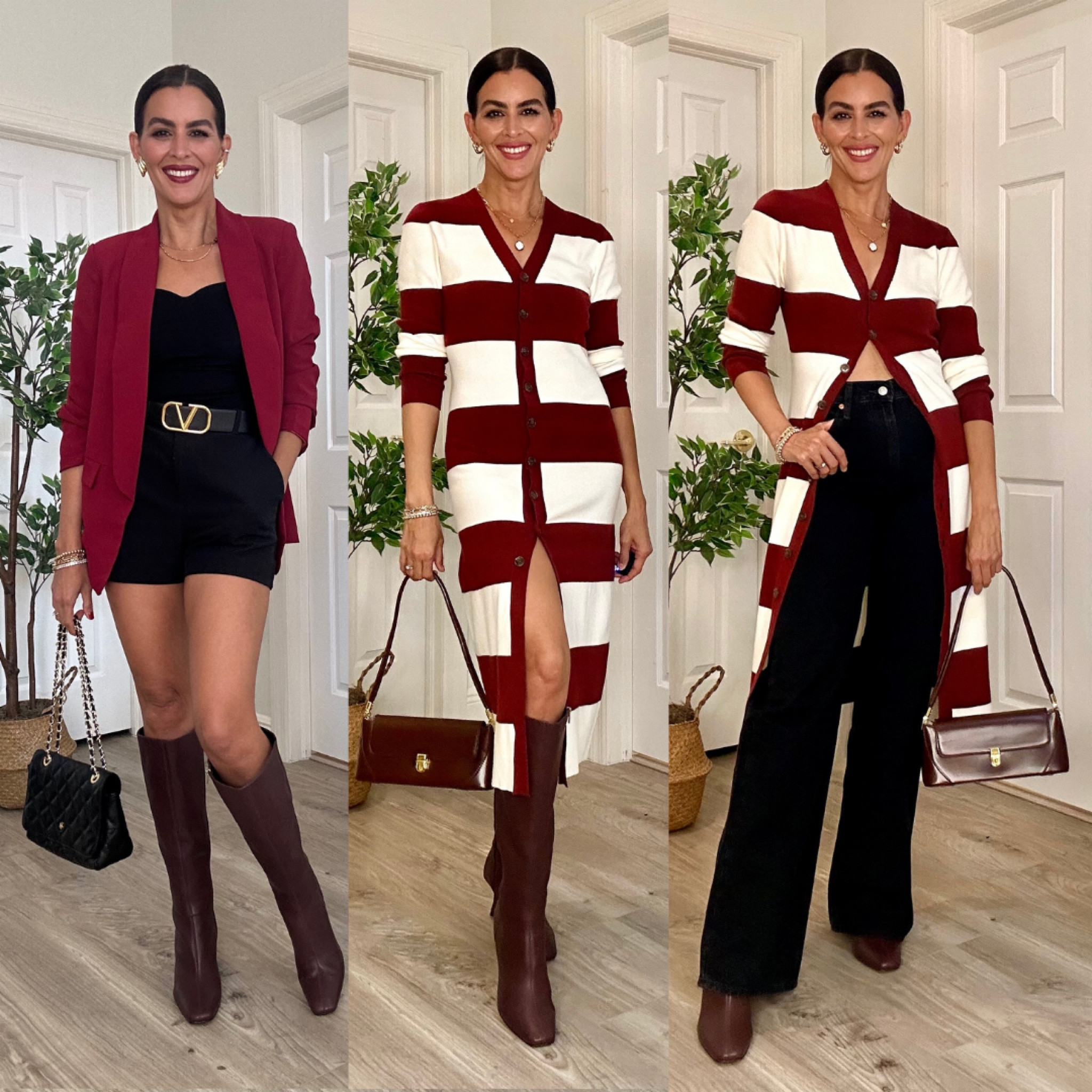 Outfit details, lipstick and sizing 🍒🖤👇🏼
Outfit #1
💋lipstick colors is:440 Got me blushing
•These boots are gorgeous! 
• wearing a size 9.5. Tts, they also come in wide calf.
•Blazer in size s.
•Top is double layered. Available in more colors.
•Valentino belt is 1.7” wide. Reversible black brown.
• adding similar shorts


#LTKSeasonal #LTKHoliday #LTKSaleAlert