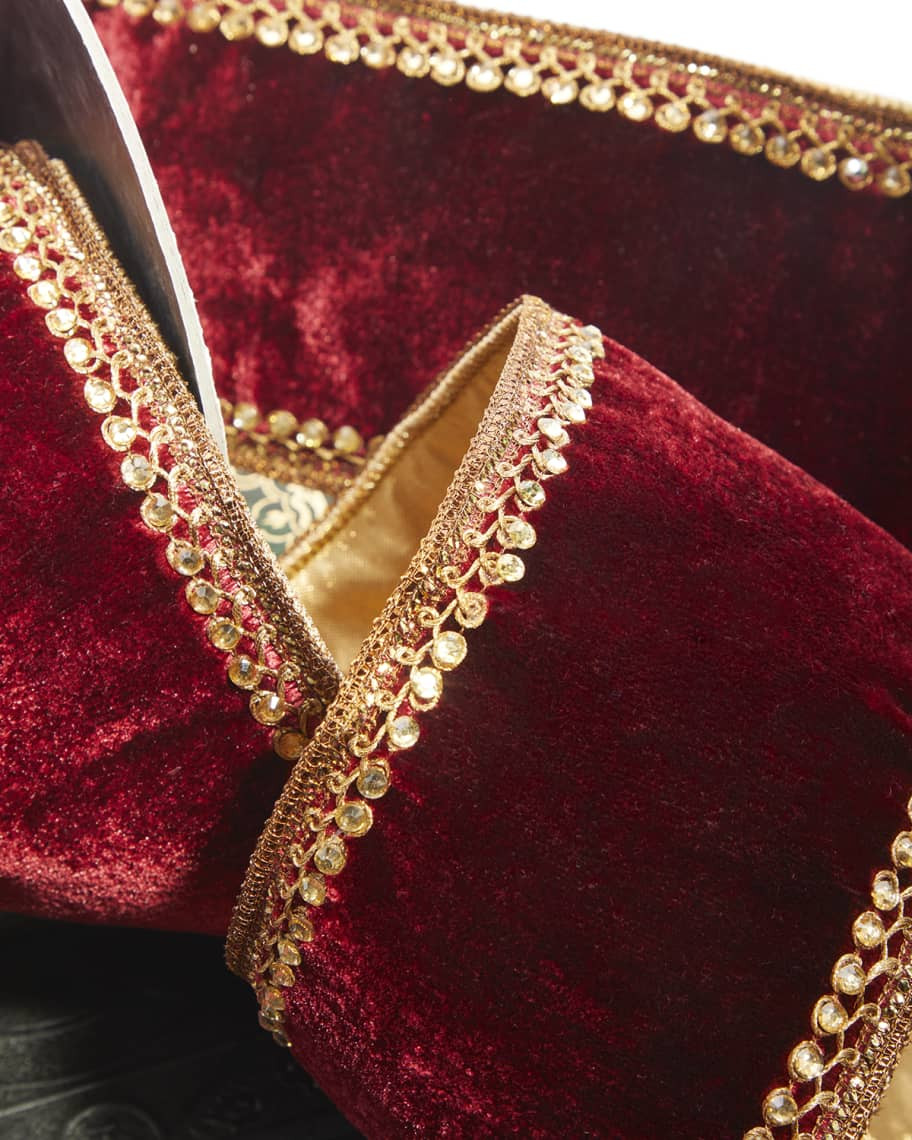 D. Stevens Velvet Metallic Jewel Trim Ribbon, 4"W x 5 Yards | Neiman Marcus
