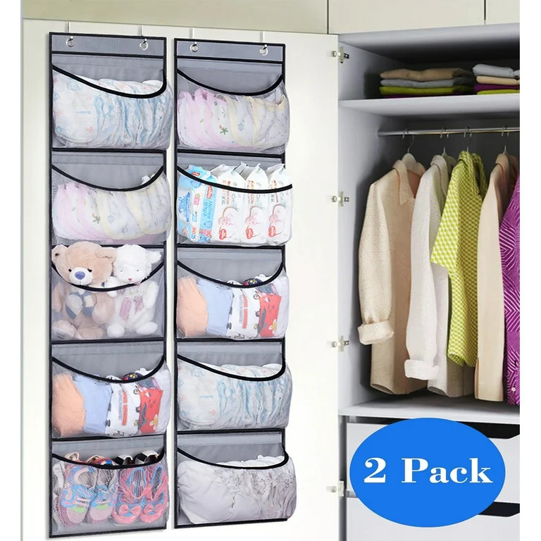 MISSLO Over the Door Hanging Organizer for Closet, Bedroom, Bathroom Storage Bag Nursery 5 Elasti... | Walmart (US)