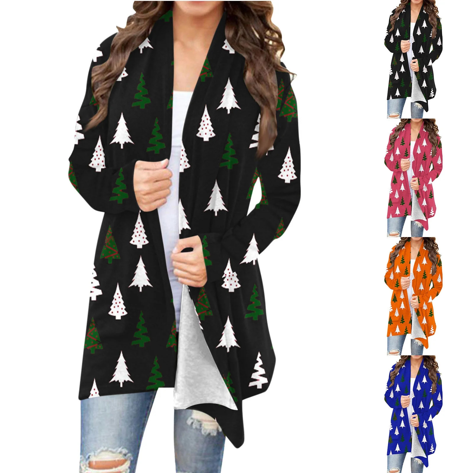 Fancifize Christmas Cardigan for Women Open Front Fashion Xmas Print Fall Cardigans Sweater Loose... | Walmart (US)