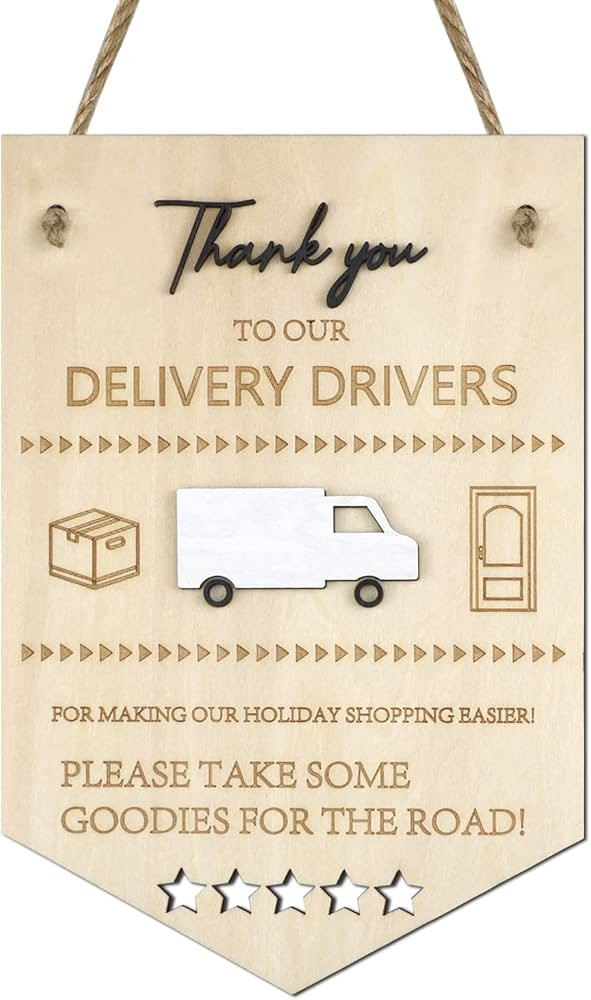 Thank You Delivery Driver Sign Delivery Driver Snack Wooden Door Sign for Christmas and Holidays | Amazon (US)