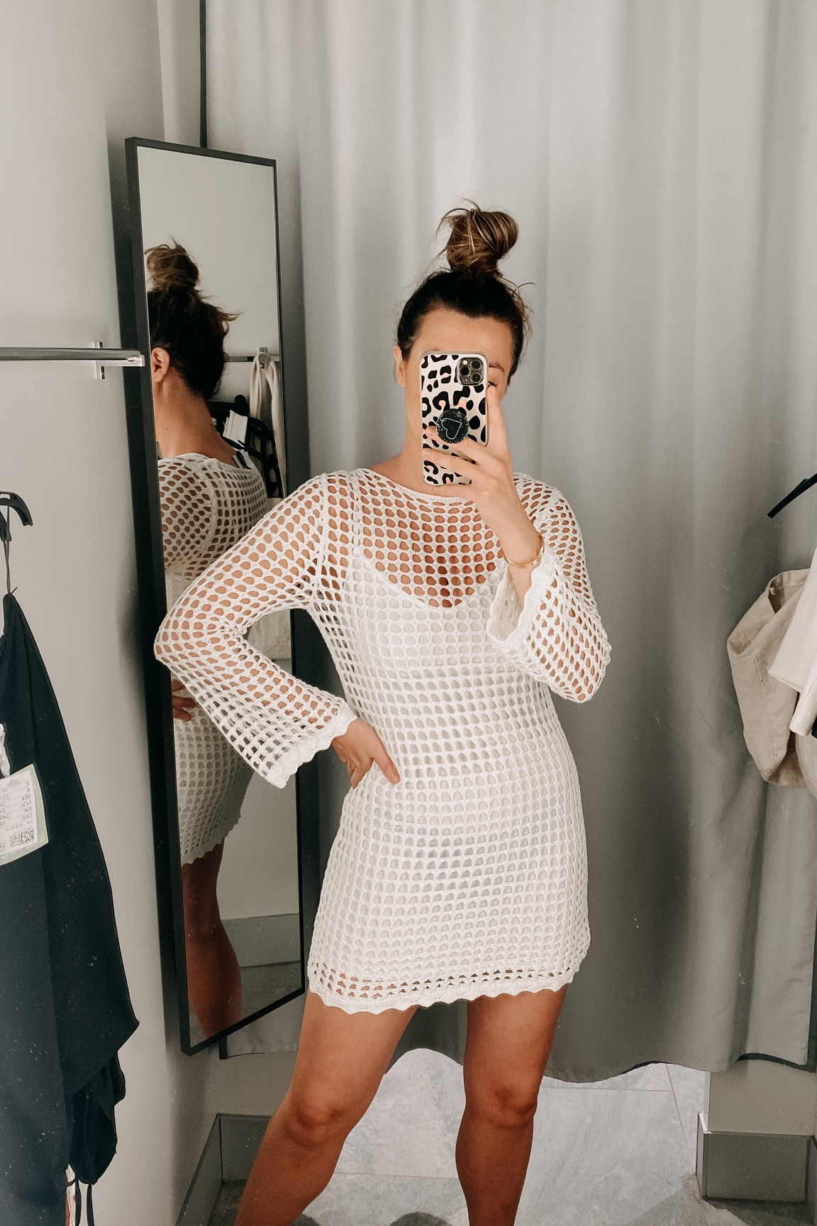 knitted white midi dress Off-White Palm Tree Knit Midi Dress