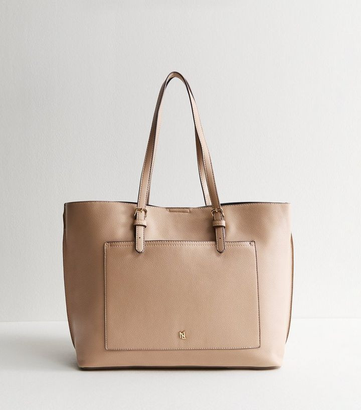 Mink Faux Leather Logo Pocket Tote Bag
						
						Add to Saved Items
						Remove from Saved It... | New Look (UK)